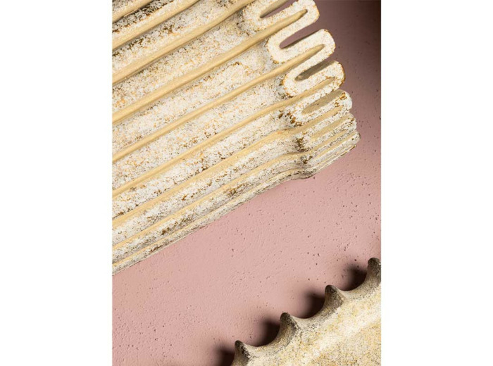 Vase rayé ciment crème 18cmx30cm