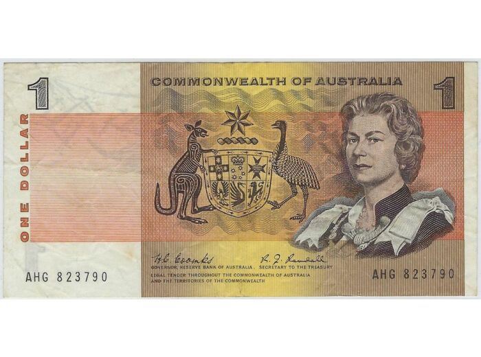 AUSTRALIE 1 DOLLAR NON DATE (1968) SERIE AHG TTB