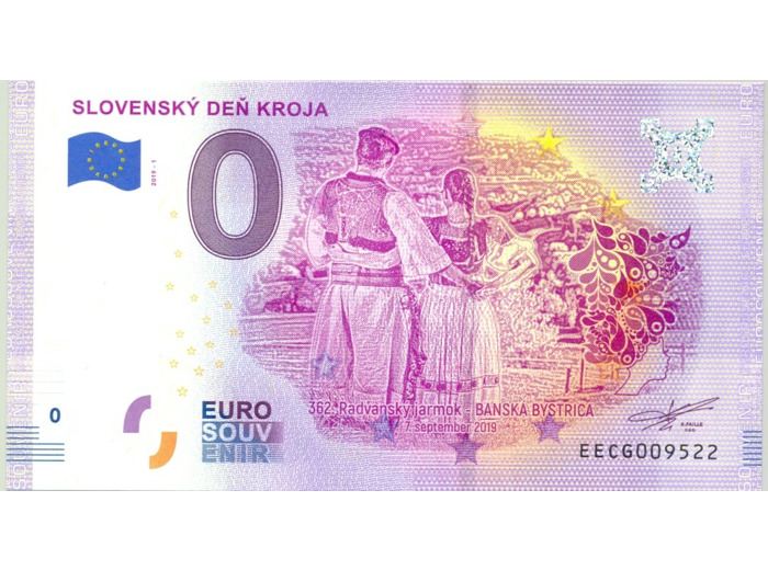 SLOVAQUIE 2019-1 SLOVENSKY DEN KROJA BILLET SOUVENIR 0 EURO TOURISTIQUE NEUF