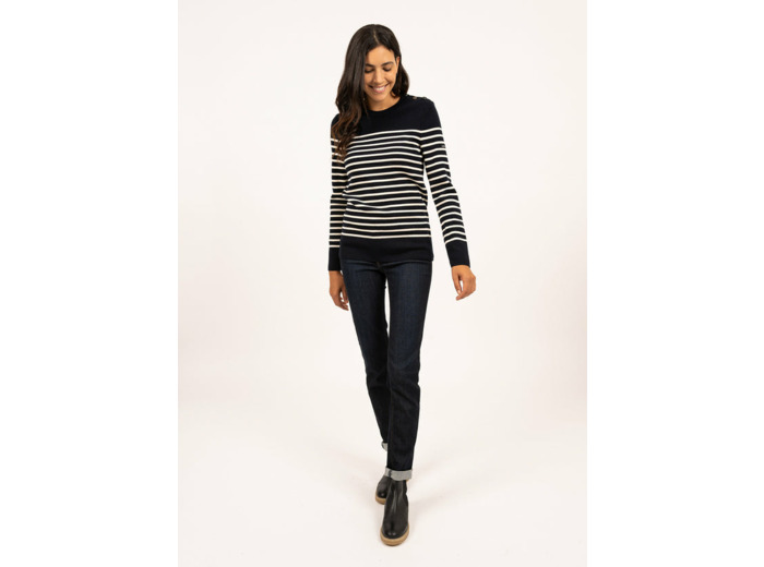 Pull marin rayé Brégançon 100% laine Mérinos SAINT JAMES