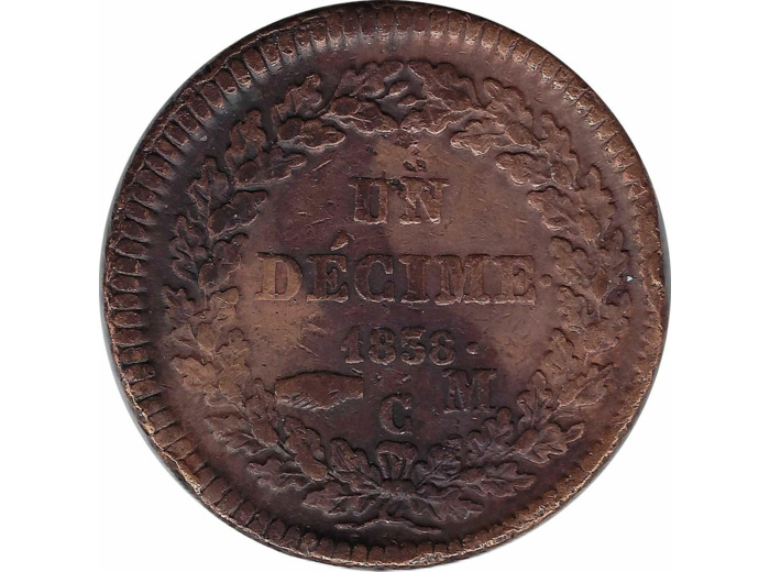 MONACO UN DECIME 1838 MC TB+ N2