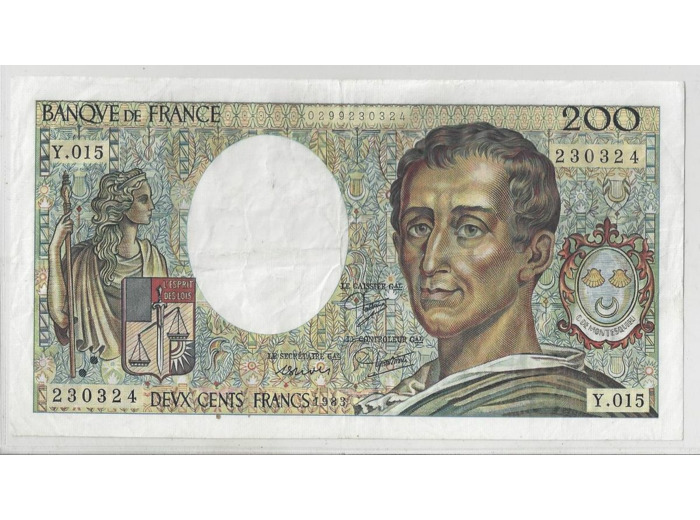 FRANCE 200 FRANCS MONTESQUIEU 1983 Y.015 TTB