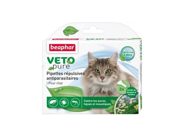 Pipettes VETOpure répulsives antiparasitaires chat - x3