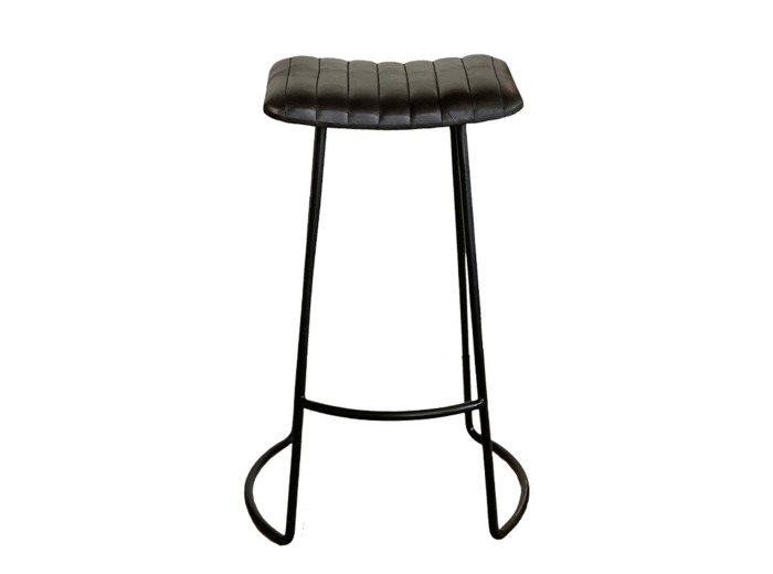 Tabouret en cuir avec pieds fer 50x43x76cm