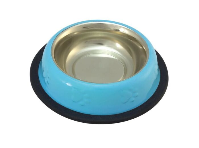 Gamelle antidérapante inoxydable (bleu) pour chien - 240 ml