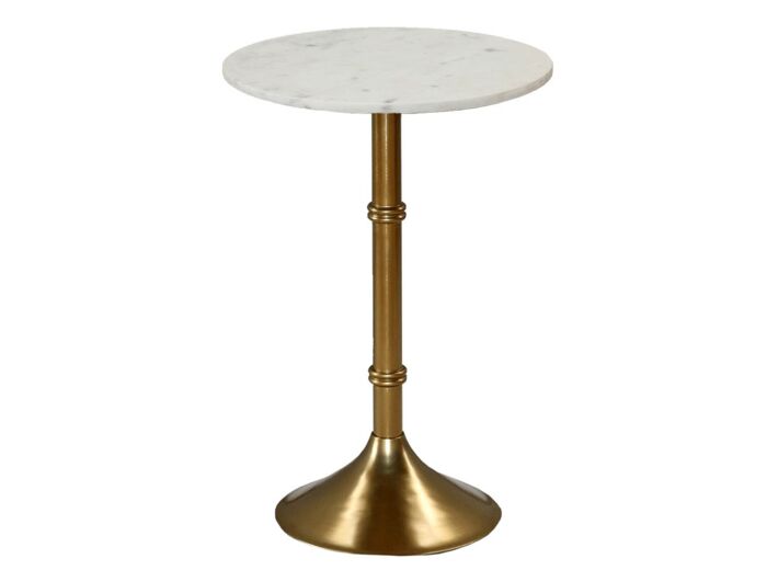Table basse dorée marbre blanc 46x61cm