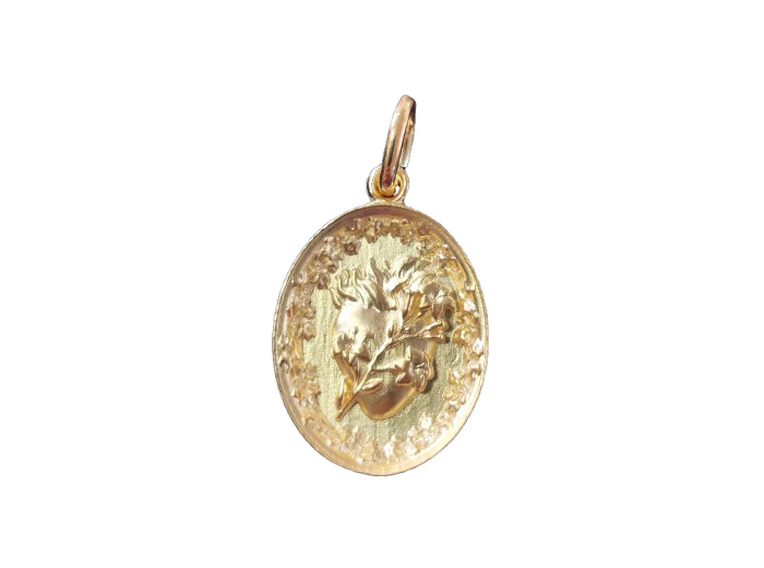 Coeur Sacré 19mm en PO/Base Argent 925 - Très Chaste Coeur de Joseph
