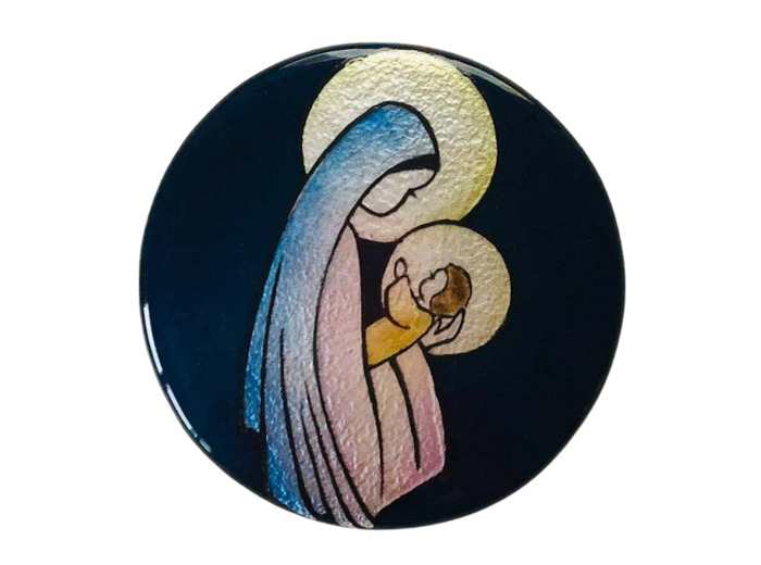 VIERGE à L'ENFANT 8,3x8,3cm - EMAUX DU LIBAN