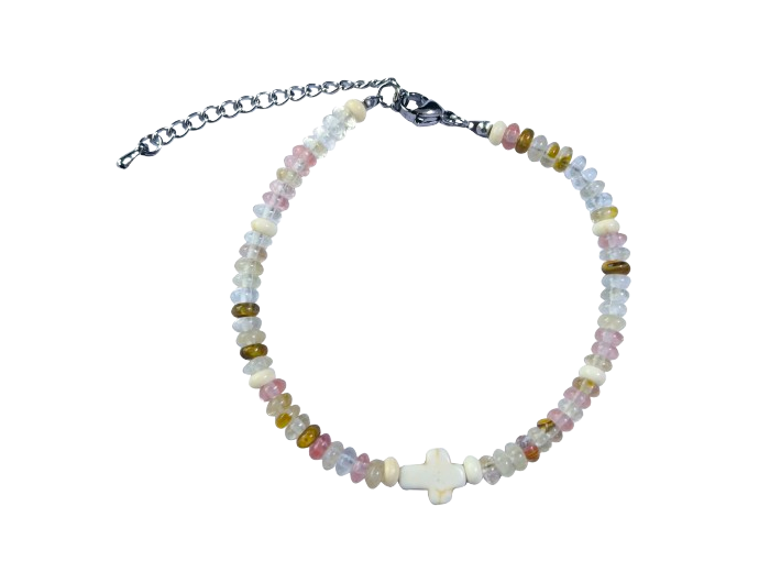 Bracelet 4mm en Verre aux couleurs translucides, fermoir réglable