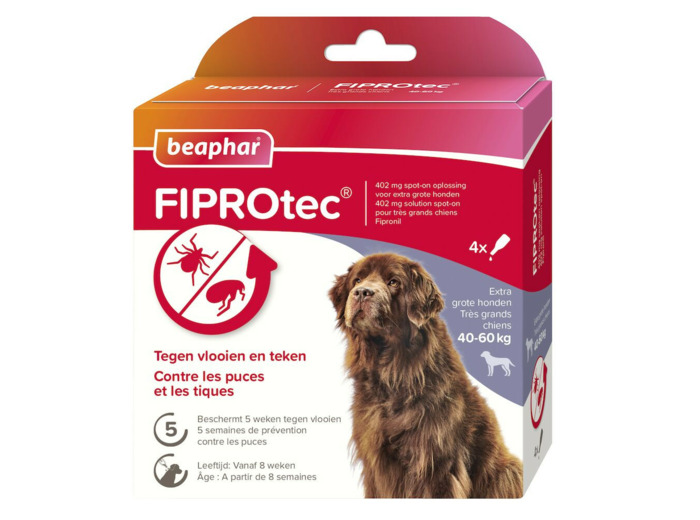 Pipettes antiparasitaires FIPROtec très grands chiens 40-60kg x4