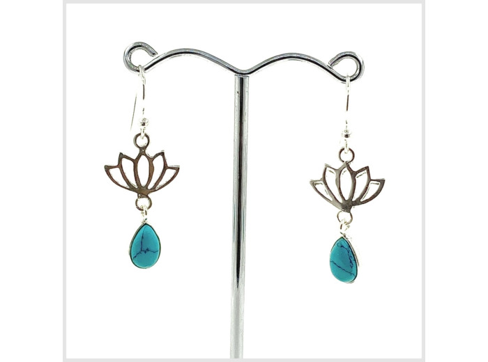 Boucles d'oreilles Turquoise et Argent Massif