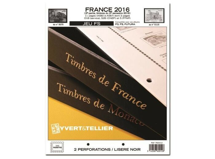 FEUILLE COMPLEMENTAIRE FRANCE 2016 FS 2e partie (JEUX SANS POCHETTE) Y&T