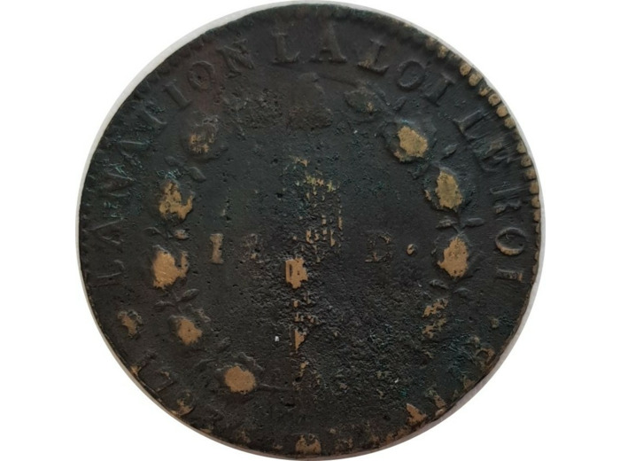 FRANCE 12 DENIERS FRANÇOIS 1793 an 5 D. (Dijon) TB