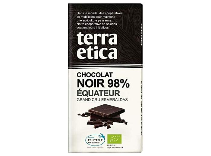 Chocolat noir Equateur 98% 100g Terra Etica