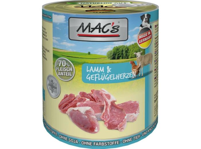 MAC'S Agneau & coeur de volaille pour chien - 2 formats