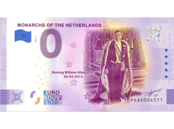 PAYS BAS 2020-9 MONARCHS OF THE NETHERLANDS ANNIVERSAIRE BILLET SOUVENIR 0 EURO