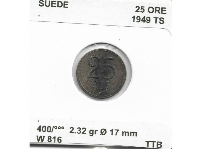 SUEDE 25 ORE 1949 TS TTB