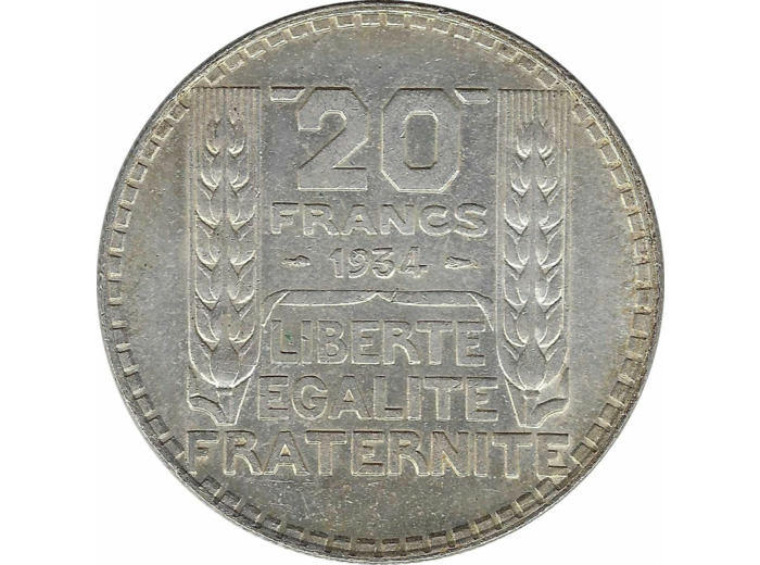 FRANCE 20 FRANCS TURIN 1934 SUP N2