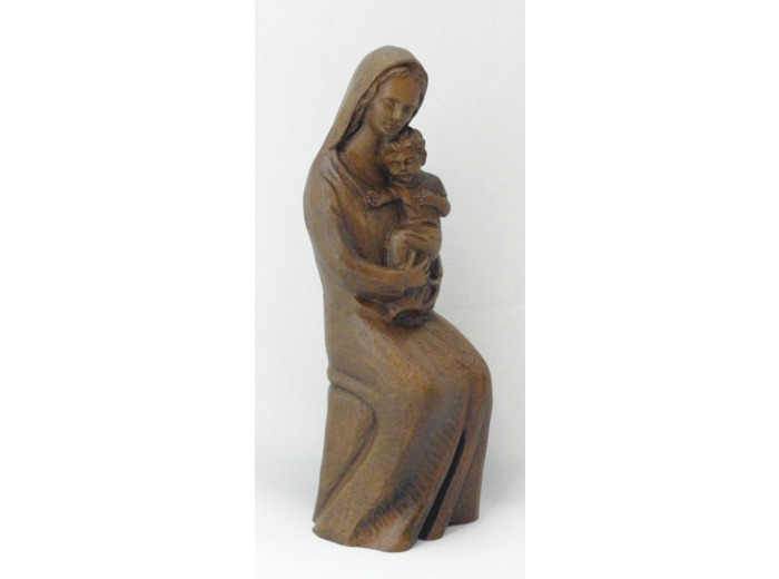 Vierge ASSISE résine TON BOIS 19cm