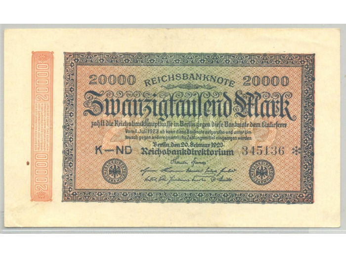 ALLEMAGNE 20000 MARK 20-02-1923 SERIE K-ND TTB+