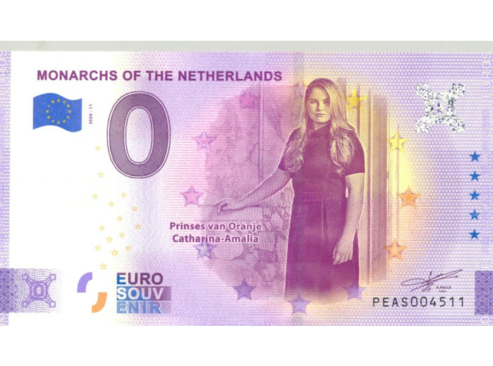 PAYS BAS 2020-11 MONARCHS OF THE NETHERLANDS ANNIVERSAIRE BILLET SOUVENIR 0 EURO