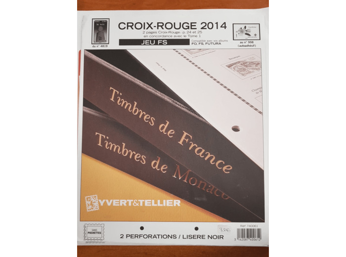 FEUILLE COMPLEMENTAIRE CROIX ROUGE 2014 FS (JEUX SANS POCHETTE) YVERT ET TELLIER
