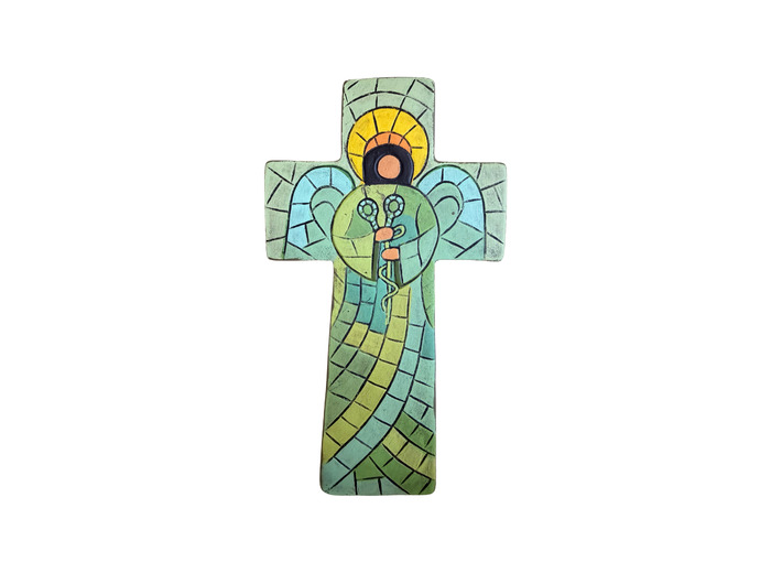 Croix en céramique 15x10cm - ANGE MÉDECIN