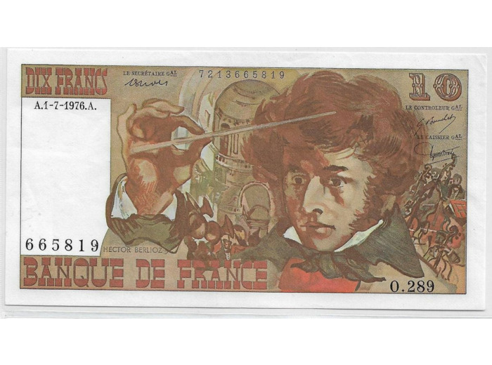 FRANCE 10 FRANCS BERLIOZ O.289 1-7-1976 NEUF