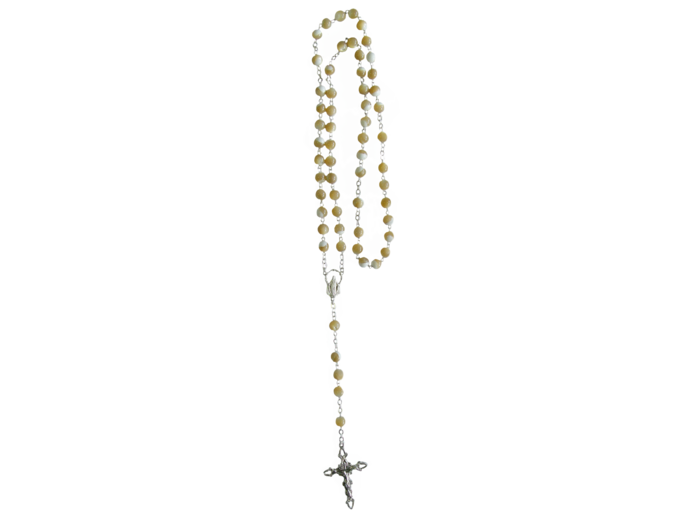 Chapelet avec Perles en Nacre sur Chaîne en Argent 925 - CAFE 6mm