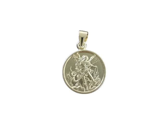 Médaille en Plaqué Or 14mm/Base Argent 925  - ST MICHEL AVEC BORD