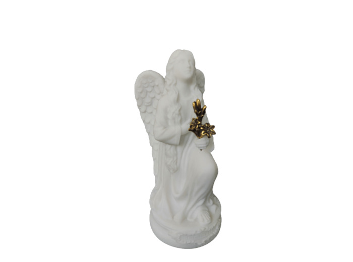 St Gabriel - Statue en albâtre 15cm - Blanc