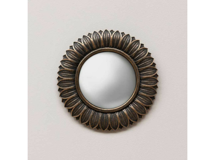 Miroir convexe résine fleur bronze 18cm