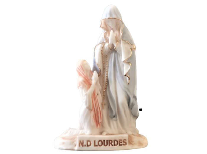 ND de Lourdes et Bernadette - Statue en Albaster 19cm - Couleur