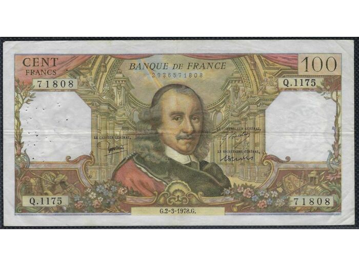 FRANCE 100 FRANCS CORNEILLE 2-3-1978 Q.1175 TB+