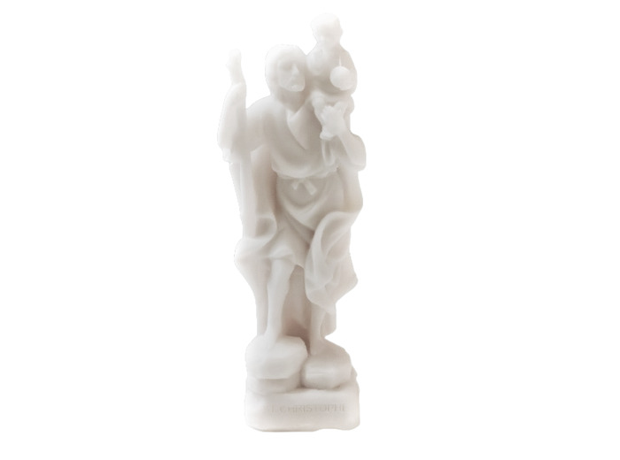Saint Christophe - Statue en albâtre 17cm -Blanc