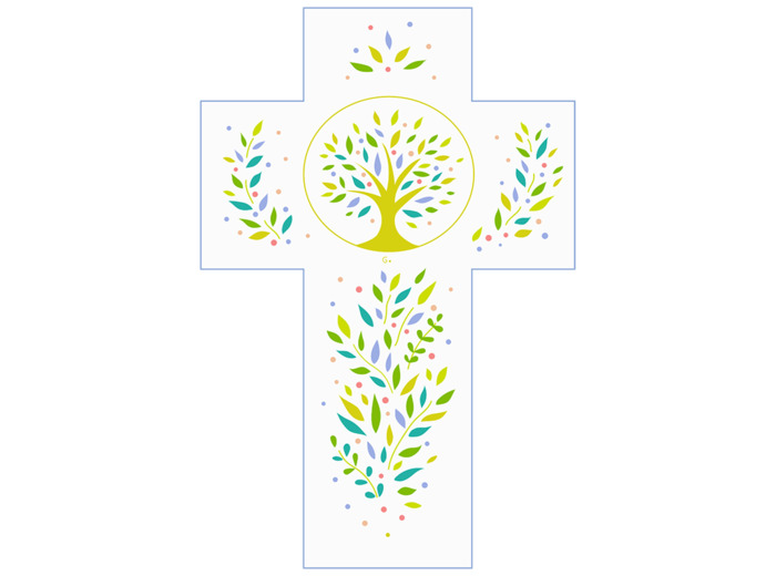 Croix Blanche Louange - Arbre de Vie - 15x10cm