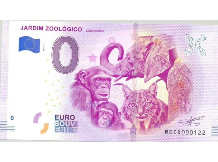 PORTUGAL 2019 -1 JARDIM ZOOLOGICO  0 EURO BILLET SOUVENIR TOURISTIQUE  NEUF