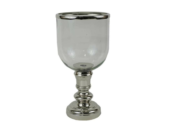 Grand photophore verre argent 18x18x10cm