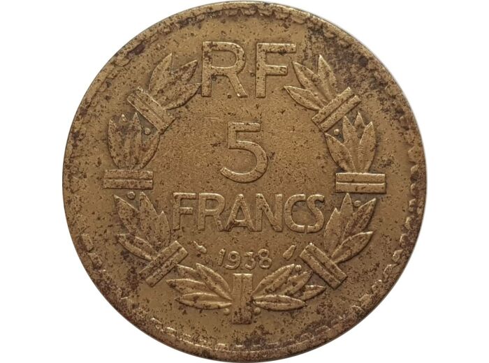 FRANCE 5 FRANCS LAVRILLIER Bronze-Alu 1938 TB+ G761 N2