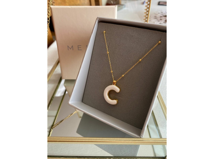 Collier initiale C - Say my Name Blanc