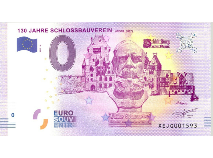 ALLEMAGNE 130 JAHRE SCHLOSSBAUVEREIN BILLET SOUVENIR 0 EURO 2017-6  NEUF