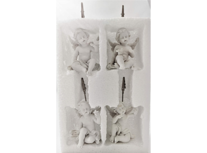 Ensemble de 4 Anges Porte Photo en Résine Ht11,5X6cm