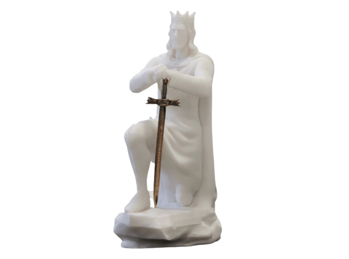 Saint Louis - Statue en albâtre 19cm - Blanc