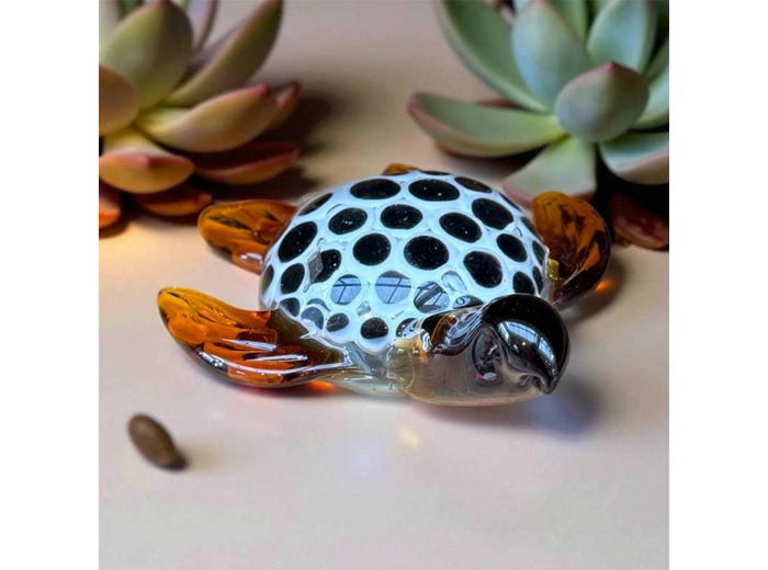 Ornement tortue ambré noir TURTLE 16x15x7cm