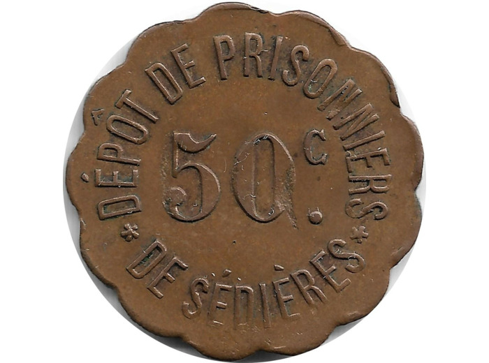 19 CORREZE - CLERGOUX 50 CENTIMES DEPOT DE PRISONNIERS DE SEDIERES 14/18 TTB+