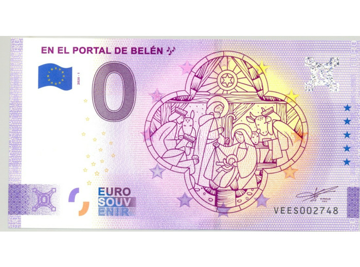 ESPAGNE 2020-1 EN EL PORTAL DE BELEN VERSION ANNIVERSAIRE BILLET SOUVENIR 0 EURO