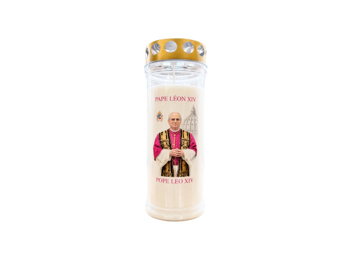 Bougie Funéraire 160 Heures Pape Léon XIV avec Prière