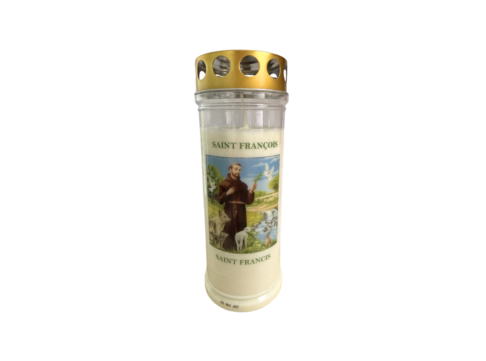 Bougie Funéraire 160 Heures Saint François d'Assises avec Prière