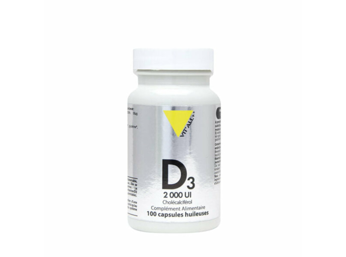 Vitamine D3- 2000UI Cholécalciférol-250 capsules-Vit'all+