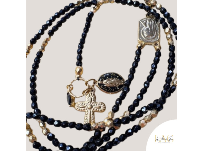 COLLIER CHAPELET BOHO BLACK
